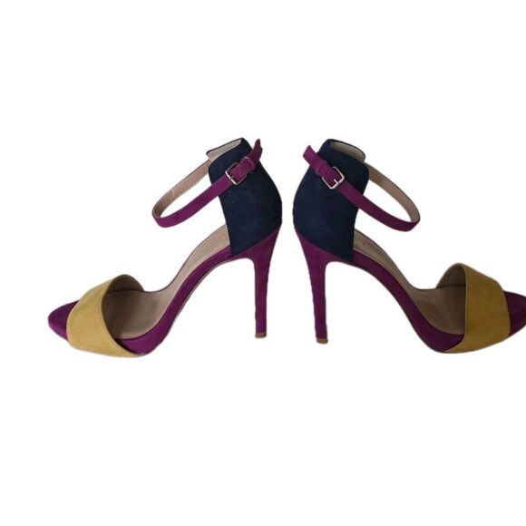 Sole Society Sheila Navy Purple Ankle Strap Stiletto Heels Color Block Size 8.5 - Picture 13 of 16